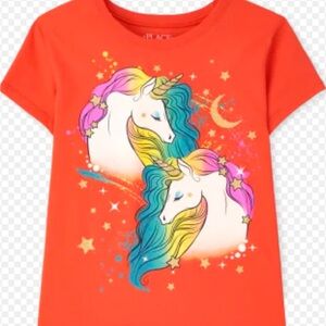 Children’s Place- Girls Short sleeves Rainbow Unicorn Graphic Tee